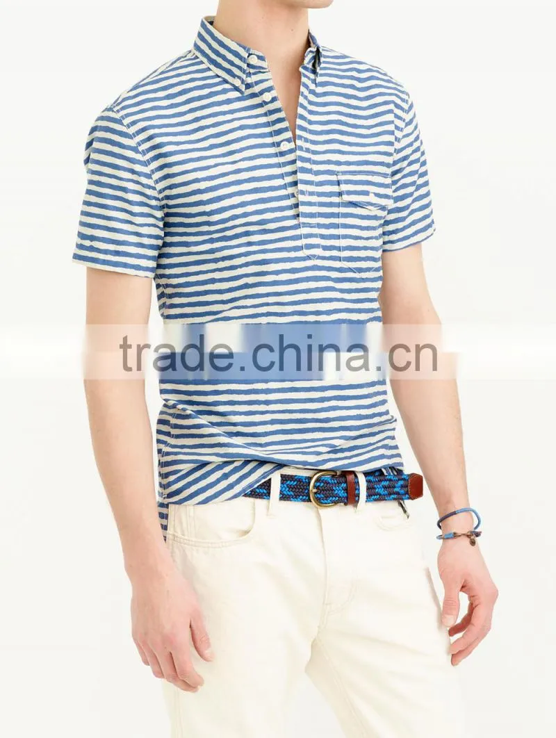 2015 SHORT-SLEEVE COTTON SHIRT stripe men shirts 100% cotton short sleeve OEM Service