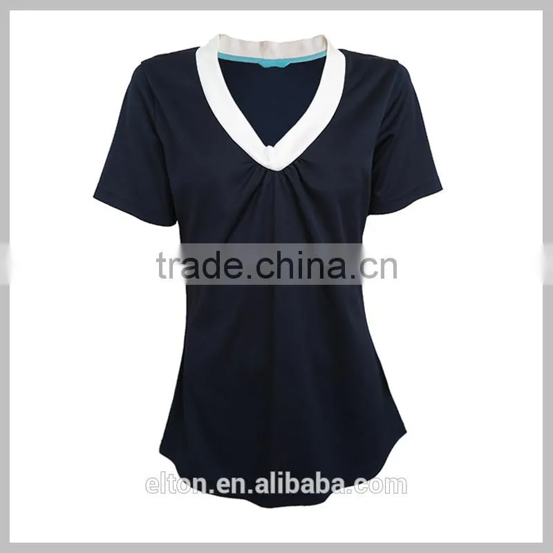201501001098 Navy Blue Short Sleeve Perkku Women's Yoga T-shirt