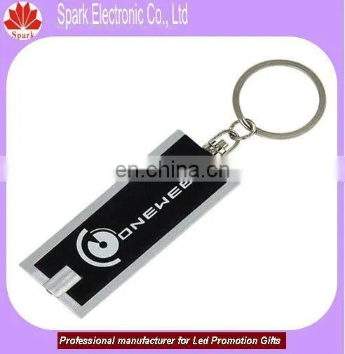 custom printed logo promotional mini led flash ligh key chains