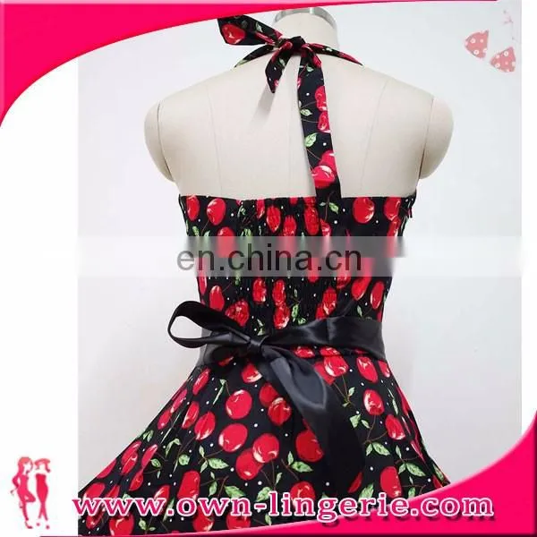 Vintage Swing Party Clothing Rockabilly Dress long sleeve cotton printed one piece plus size maxi dress
