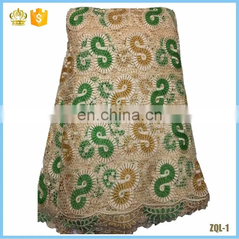 2016 Cheapest guipure lace fabric, high quality african cord lace fabric with stones L16022202