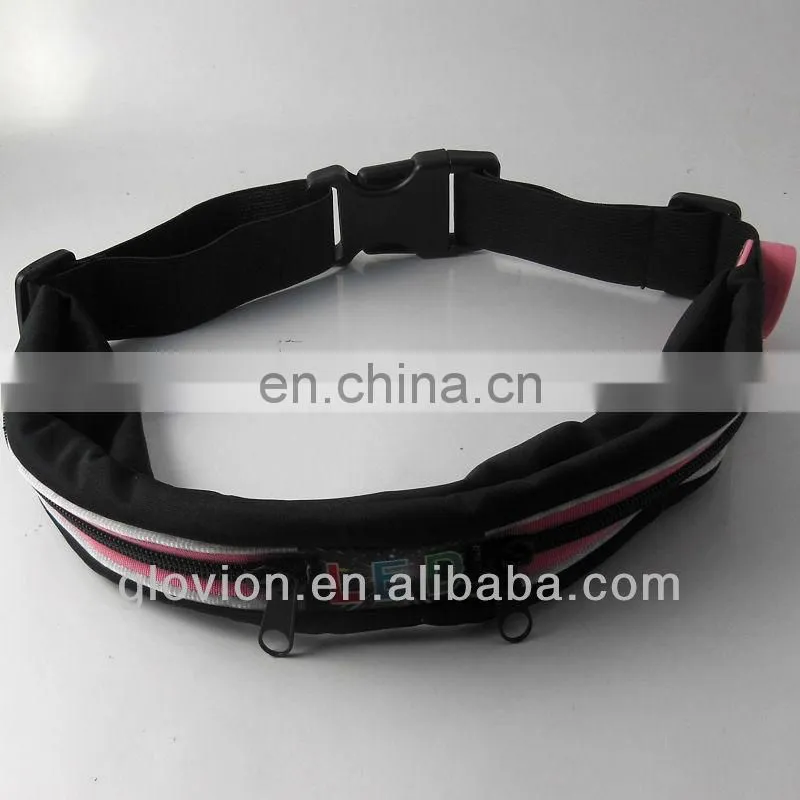 Newest Flashing led waistband led light zipper waistband glowing sports waistband