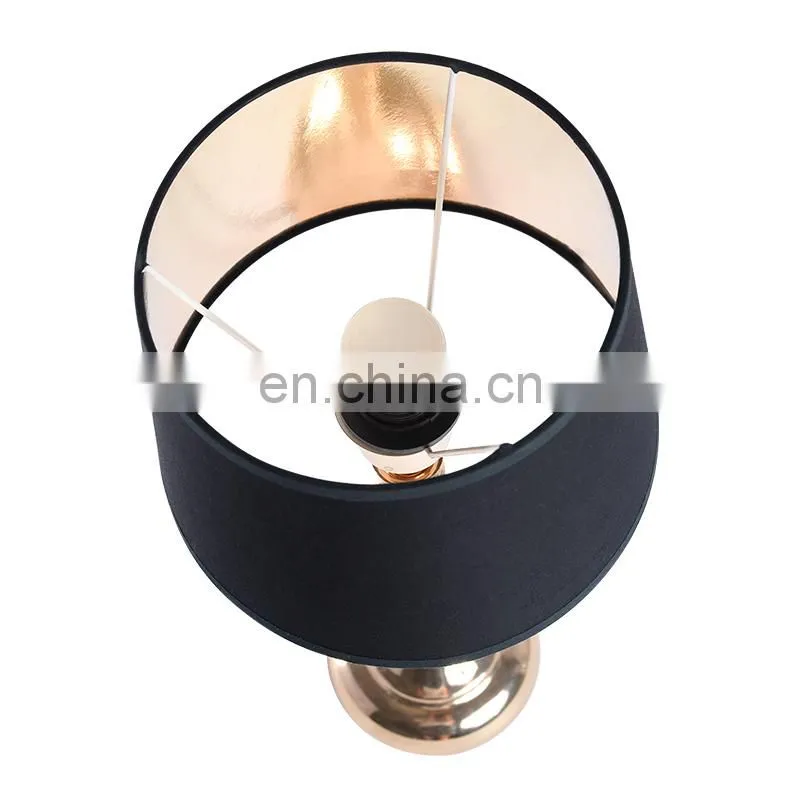 China black lamp shade and china metal table lamp