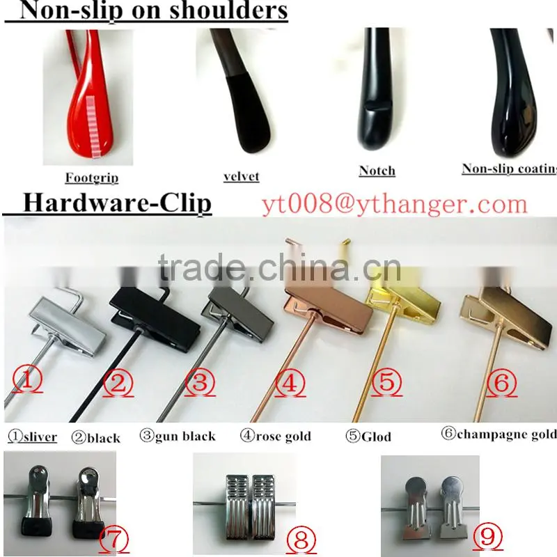plastic rubber coated hanger top and bottom dress hanger with clips