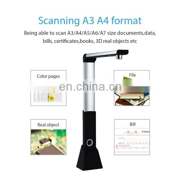 H1000 A3 A4 A5 10Mega 3672x2856 Document Book Photo ID Video Scanner with FHD Camera