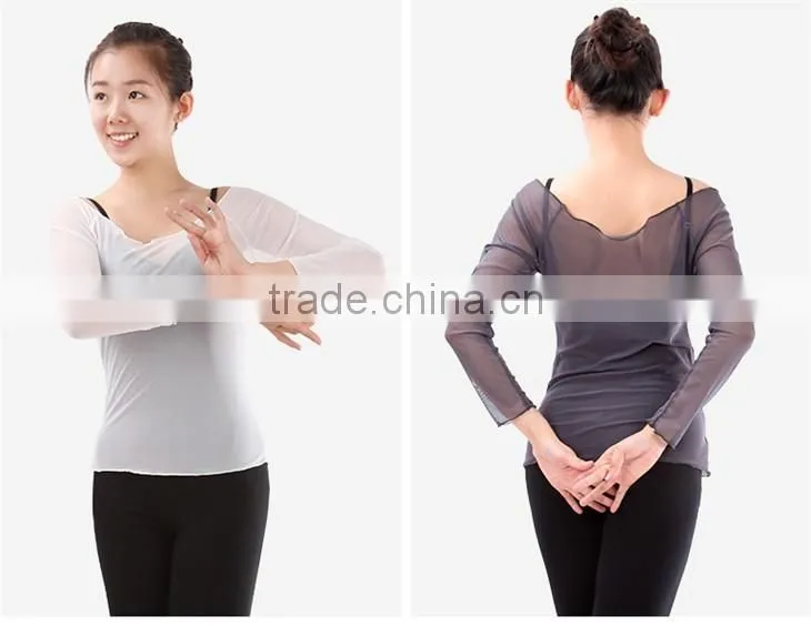 Factory Direct Sale Long Sleeve Stretchy Mesh Adult Dance and Yaga Top