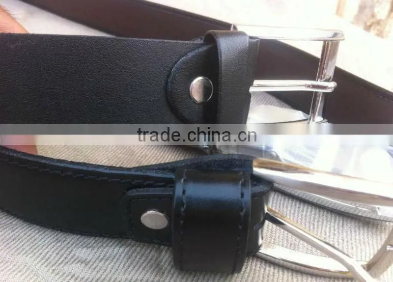 New Mens Double Holes Dress Casual Black Leather Belt 2Prong Roller Removable Buckle