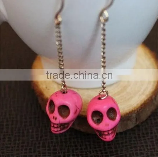 Wholesale hand carved South Jade human cute skull pendant earrings