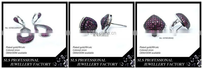 925 silver jewelry earring "bow tie "shape stud earring with red zircon earring fashion SLS brand jewelry