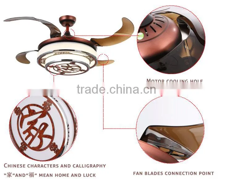 Chinese Character Red Color Decorative Light Fan