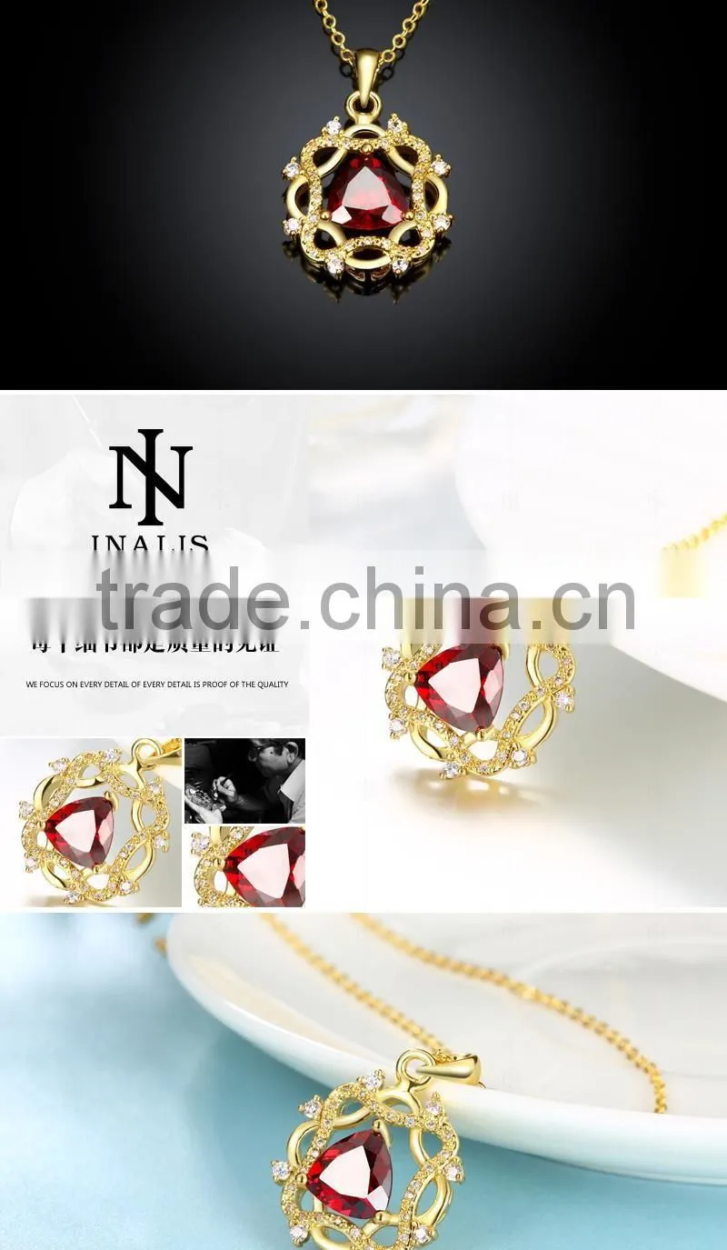 trendy geometric jewelry necklaces/red zircon necklace/vintage necklace
