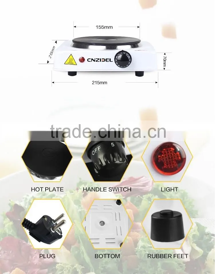 Portable Electric Hot Plate Single Burner Stove 1000W