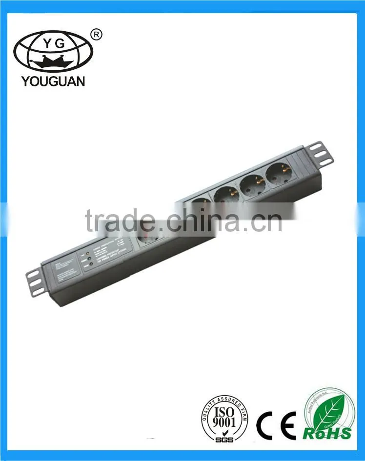 19''German Type 6 ways Power Outlet Socket Power distribution unit