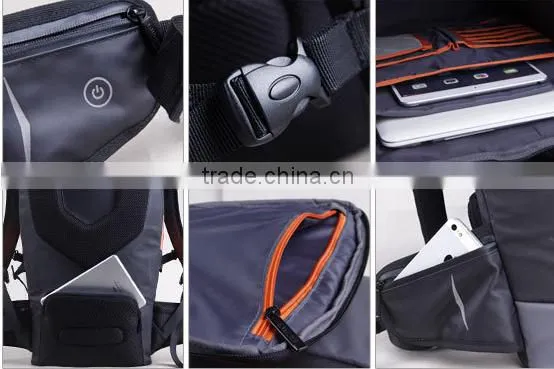 (160436) Cheap waterproof climbing hiking strong nylon backpack travelling bag with led light