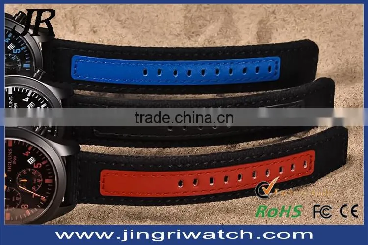 new arrive men's Sport watch with Velcro strap IP black case waterproof stainless steel back