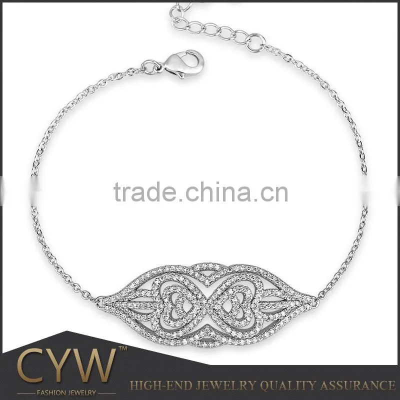 CYW elegance Micropave Setting hot new products for 2015 925 Silver bracelet