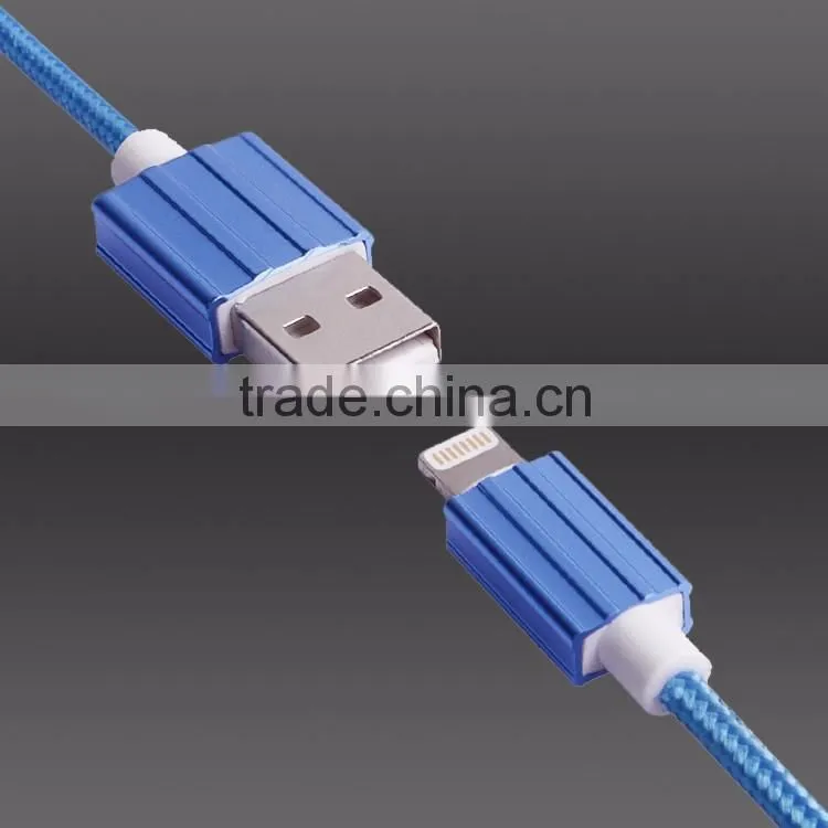 OEM custom logo reversible usb braided mfi usb cable for iphone 5s charger