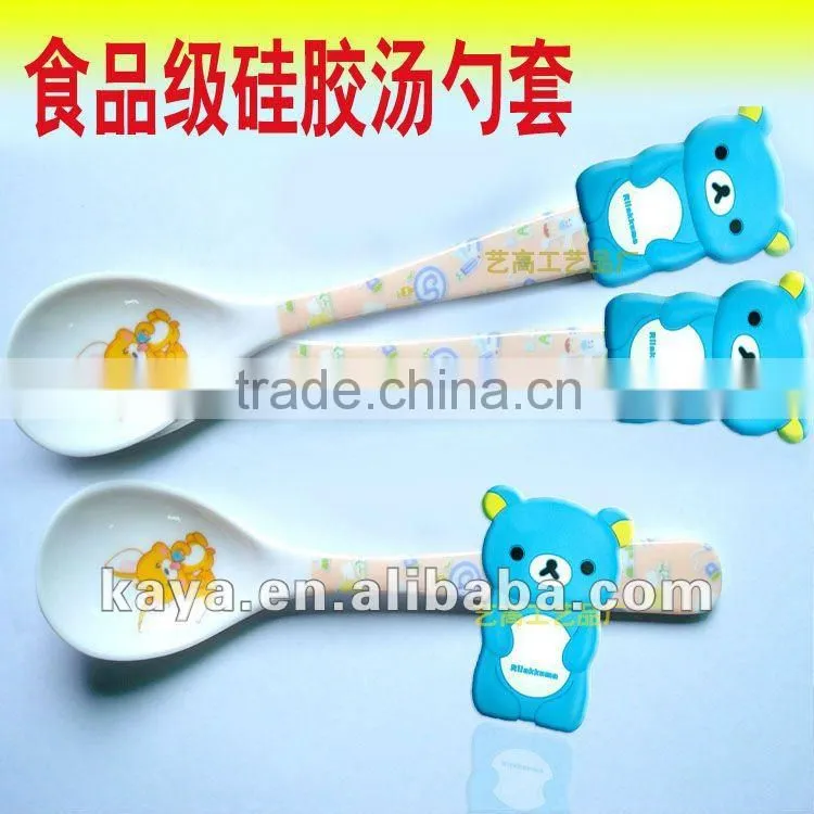 3D Teddy silicone gel spoon cover / silicone spoon cap