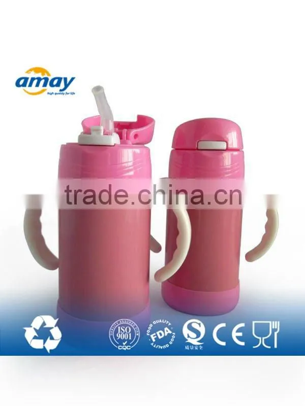 Pink baby stainless sippy botte,BPA free