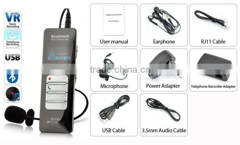 Wireless Bluetooth Voice Recorder with 4GB MP3 player