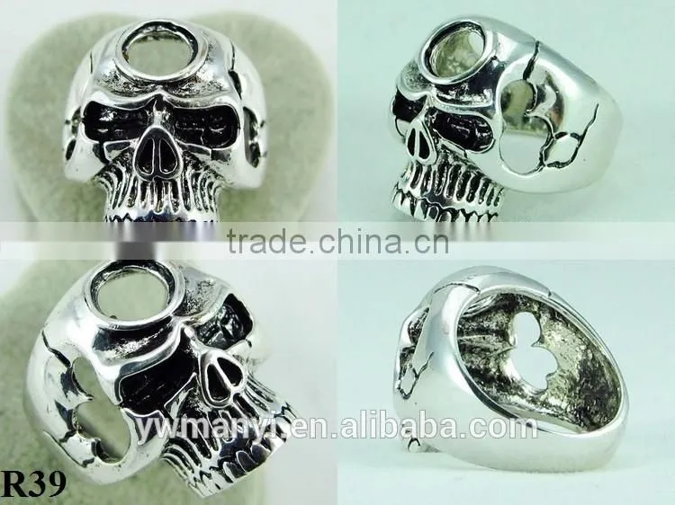 China supplier jewelry popular wholesale festival items skull ring silver jewelry R39