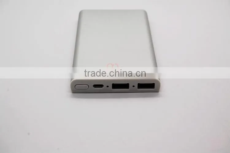 Manufactory power bank W008 aluminium alloy High quality polymer 5000mah power bank portable external battery charger for samsu