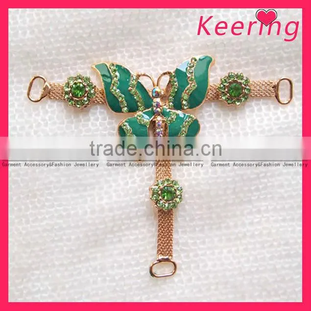 Green butterfly buckle,rhinestone buckle ,fashion buckle for lady bags,shoes,garment