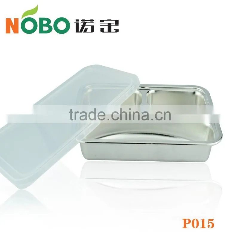 Deep stainless steel food contain tray/food tray with 3 compartments with high quality
