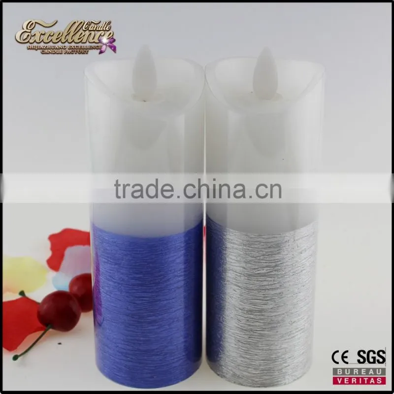 battery powered candles in white-and-purple LED candle lamp