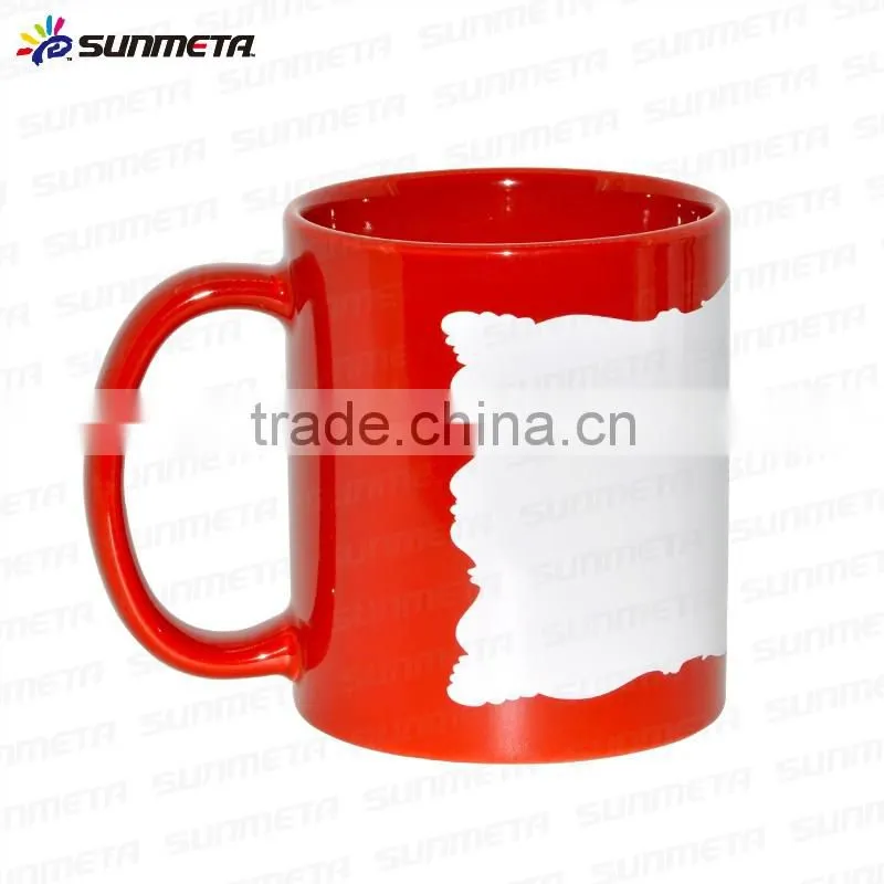 Sunmeta logo customerized dye sublimation mugs wholesale irregular edge patch colorful mug SKB07