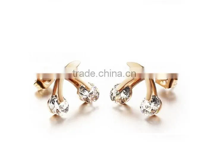 hot sale popular design stainless steel zircon earring for girls