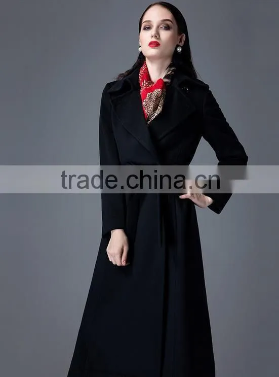 long pattern elegant wool coat for women