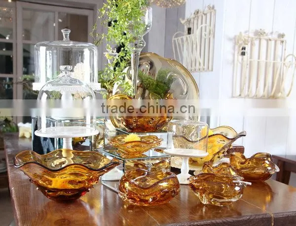 FATION GLASS PLATE SET OF 3 CANDY DISH