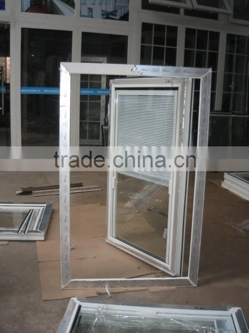 UPVC casement window with shutter blinds inside