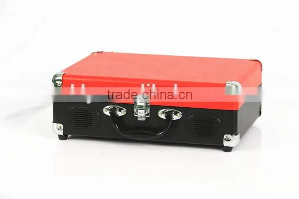 Two color Red /Black Suitcase Record turntable ,portable vinyl turntable player with custom design color or art