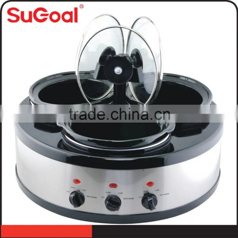 Electric panel SS body triple industrial slow cooker