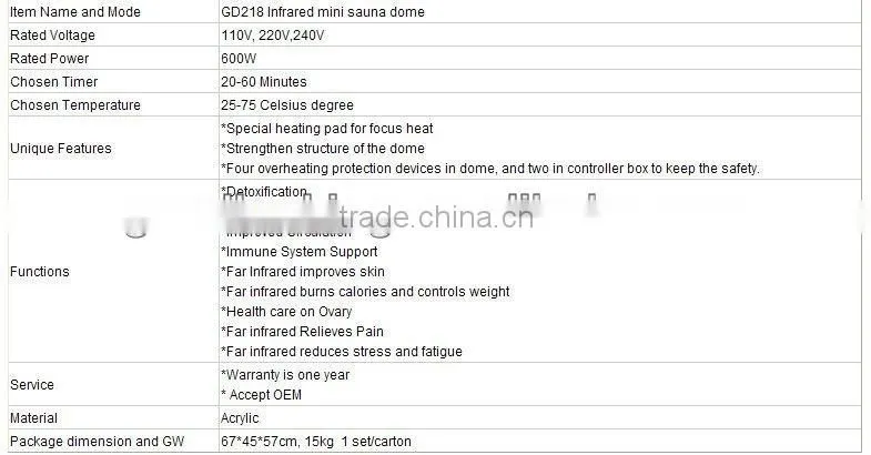 2015 the best selling far infrared led sauna dome