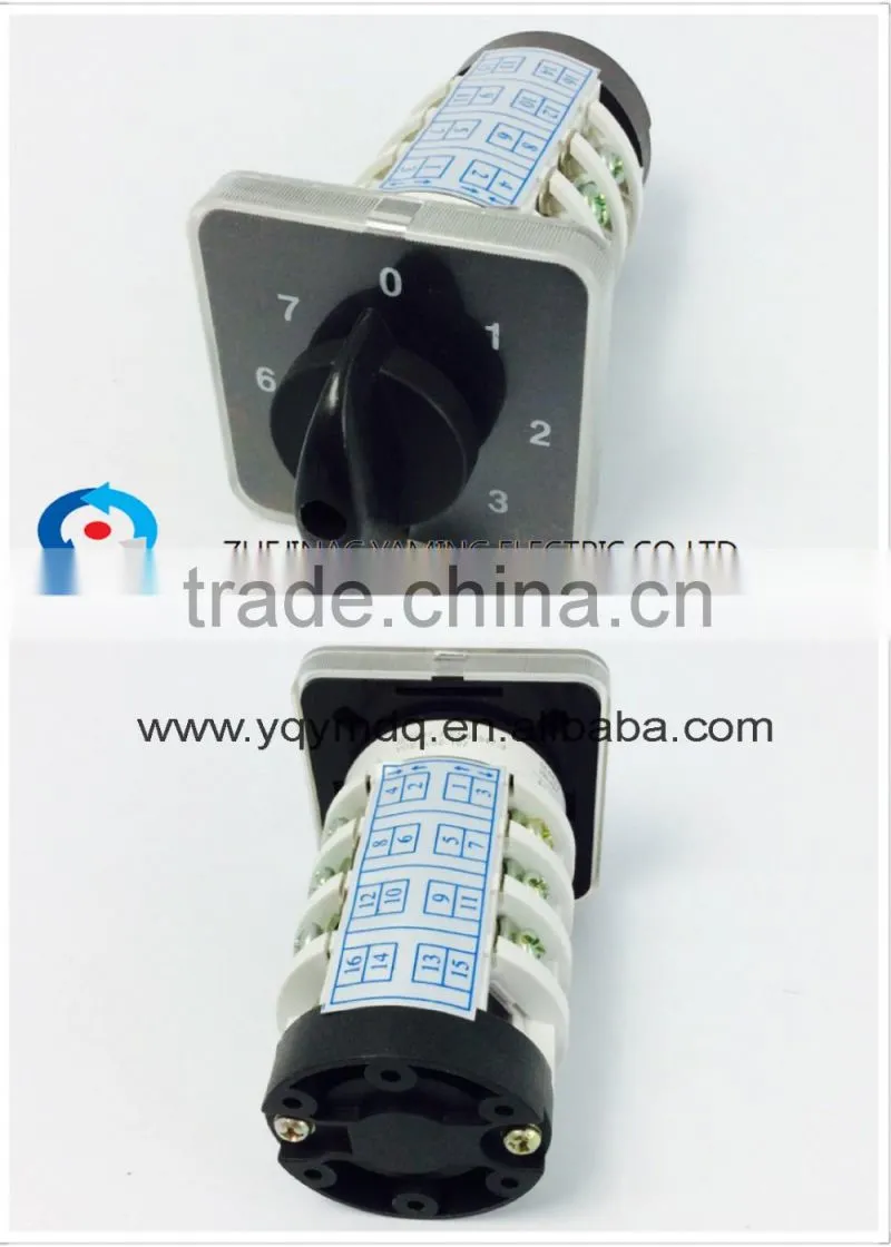 Rotary switch YMZ12-20/4 changeover cam combination switch 4 poles 8 positions 14 terminals 20A Ui 690V sliver point contacts