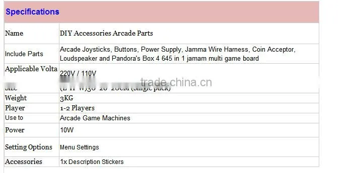 Aracde Joystick Button Coin Acceptor Jamma DIY Aracde Kits with Pandora box 4
