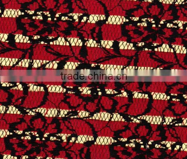 2069 red and black lace fabrics for dresses