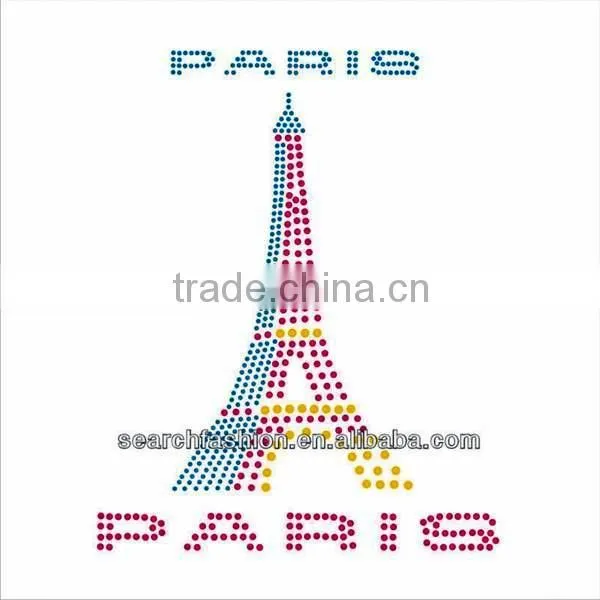 tower design colorful rhinestones motifs iron on clothing