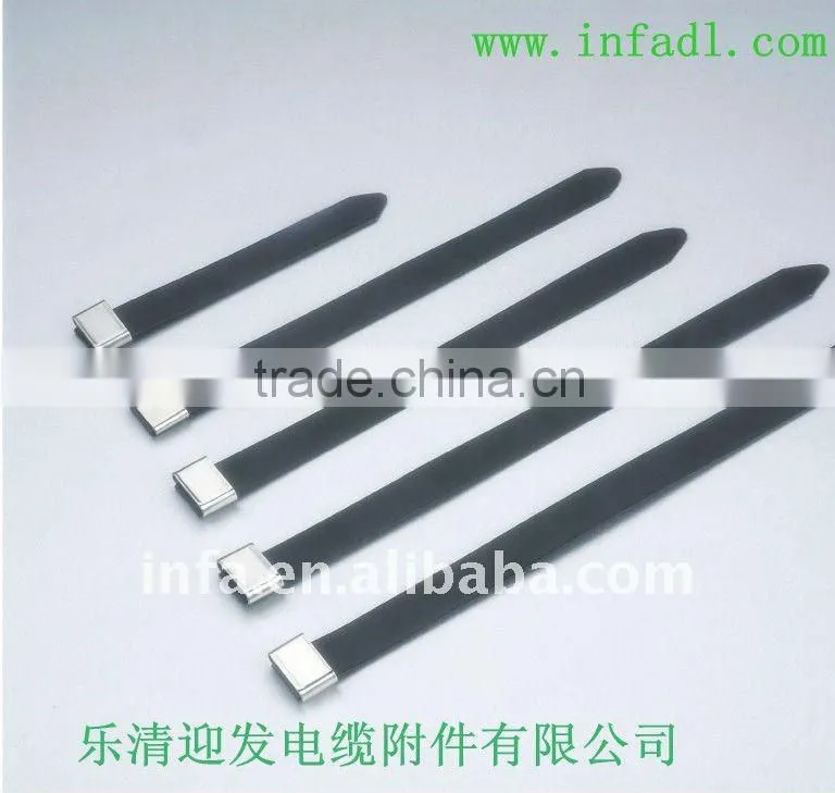 Plastic sprayed stainless steel cable tie(stainless steel lock steel ball ties)