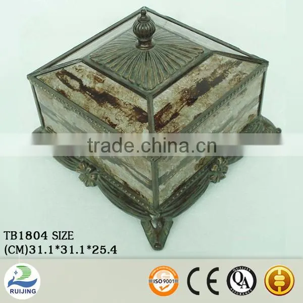 Antique glass mirror jewelry box for gift