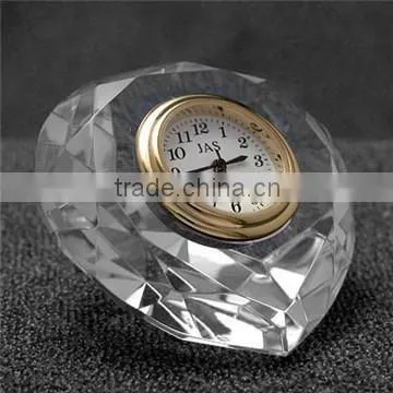Crystal table clock with rectangle crytsal block for logo engraved
