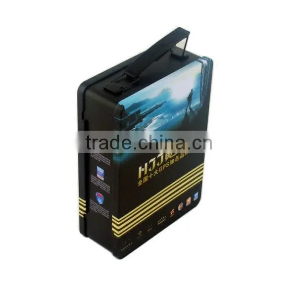 Rectangular lunch tin box with handles