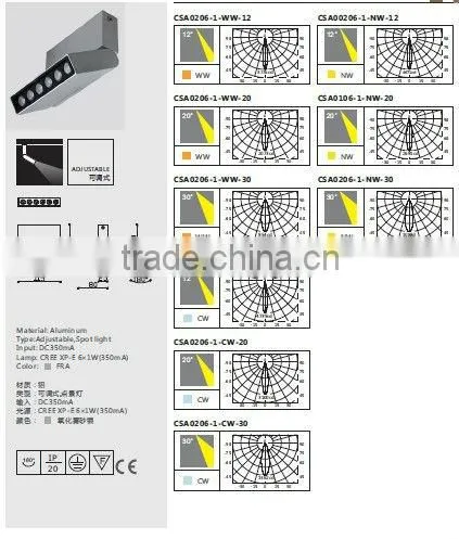 6W Adjustable Ceiling Mounted LED Light Fixture
