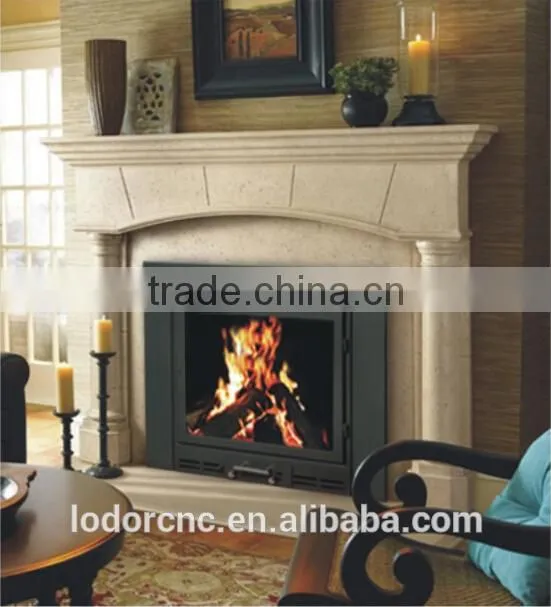 YN-020 distressed wood fireplace / cast iron fireplace front