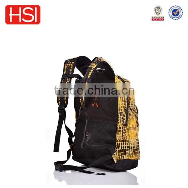 polyester backside and front pocket leather backpack