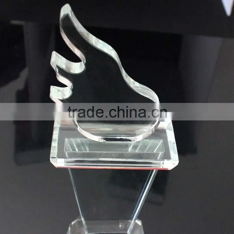 beautiful torch shaped crystal blank trophy for sport competition