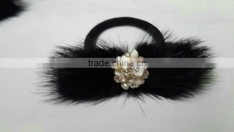 Cute and colorful real mink fur hairband accessories for beautiful girl